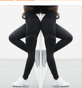 High waist solid color cross-border striped stretch yoga pants fitness bottoming nine points trousers