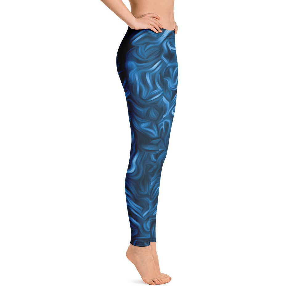 Blue Abstract Leggings-4