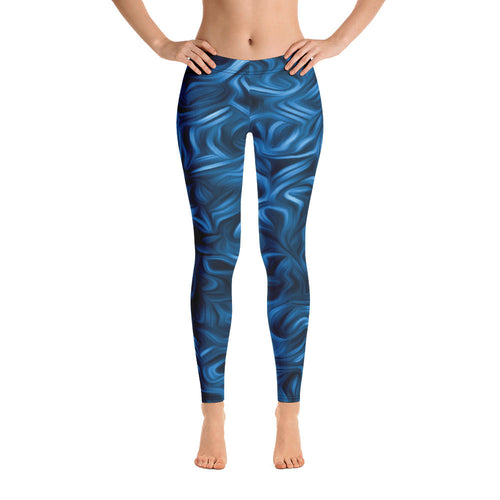 Blue Abstract Leggings-0