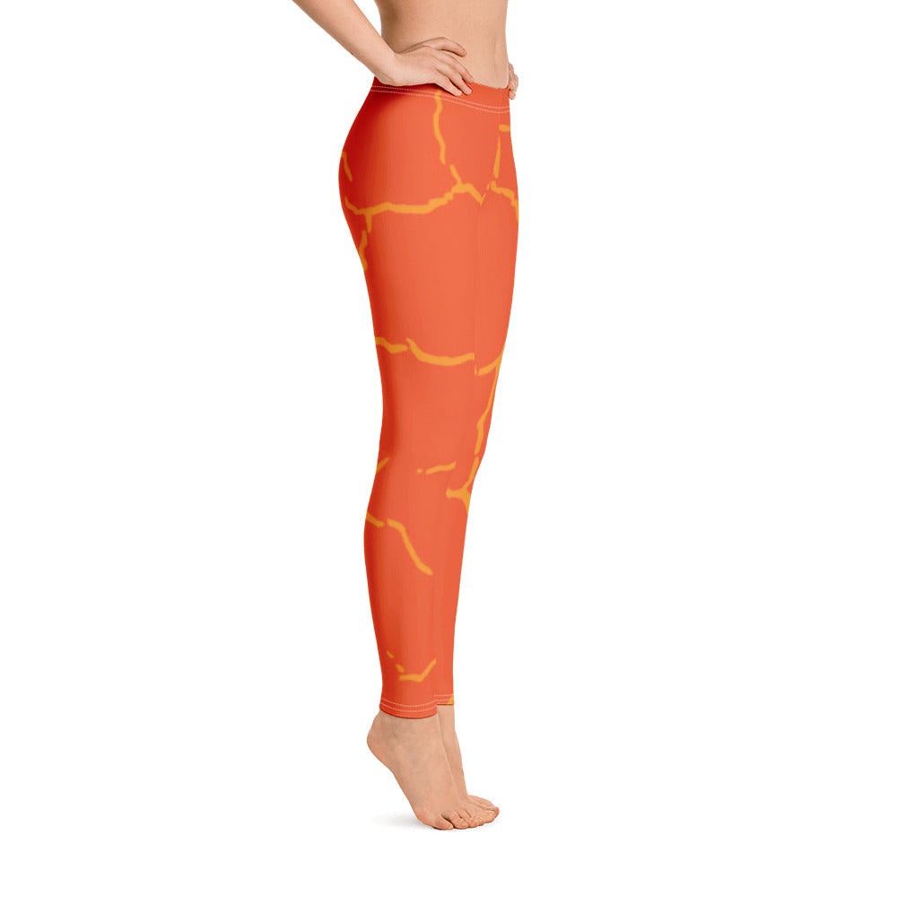 Smash Crackle Orange Leggings-4